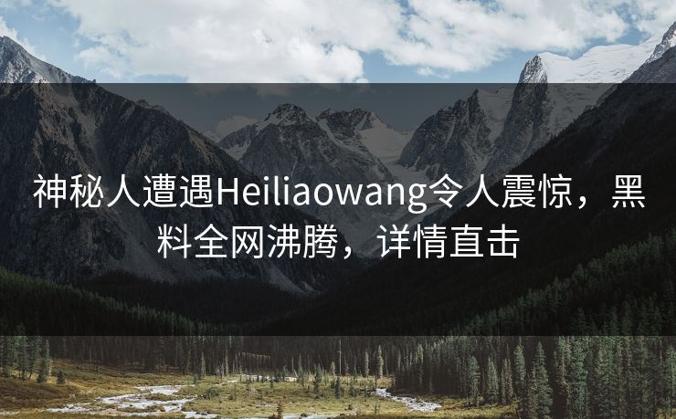 神秘人遭遇Heiliaowang令人震惊，黑料全网沸腾，详情直击