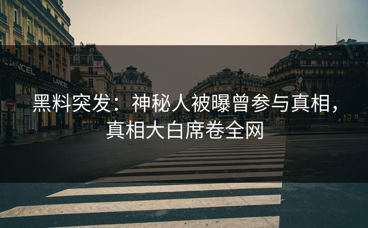 黑料突发：神秘人被曝曾参与真相，真相大白席卷全网