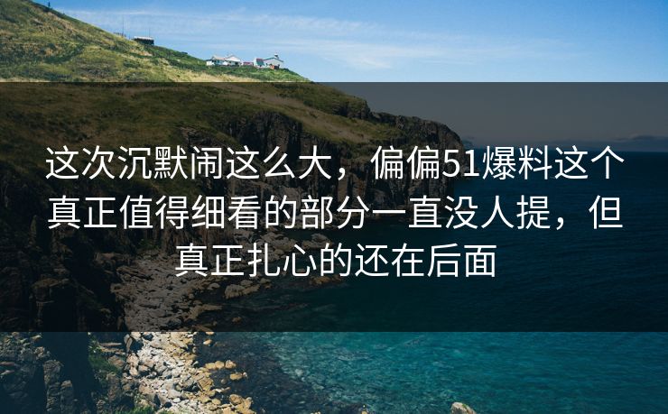 这次沉默闹这么大，偏偏51爆料这个真正值得细看的部分一直没人提，但真正扎心的还在后面  第1张