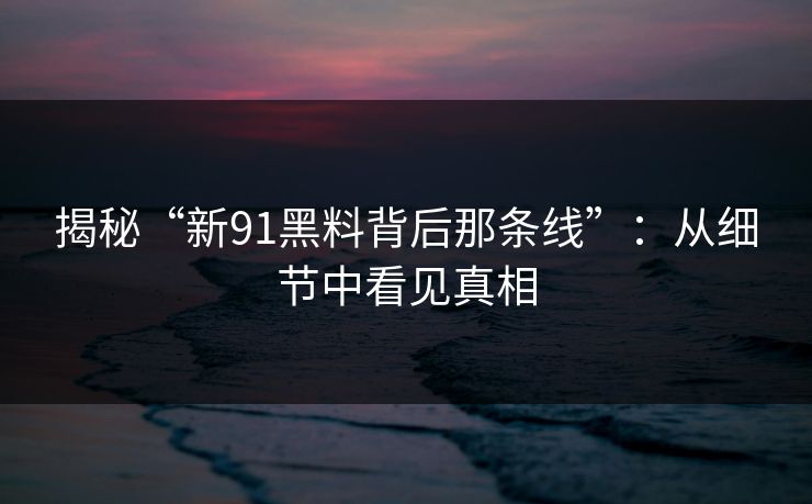 揭秘“新91黑料背后那条线”：从细节中看见真相  第2张